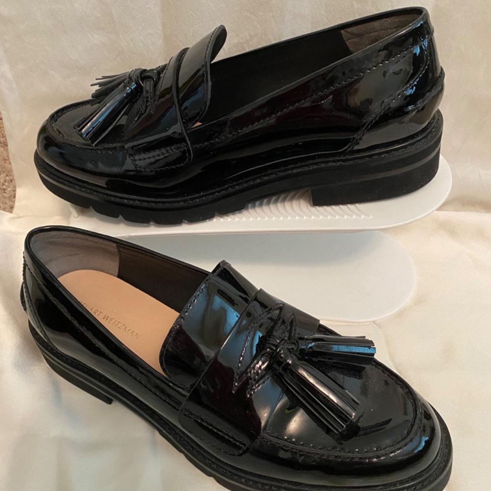 Black leather loafers